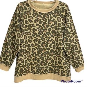 Tan animal print sweatshirt w/external stitching-XL